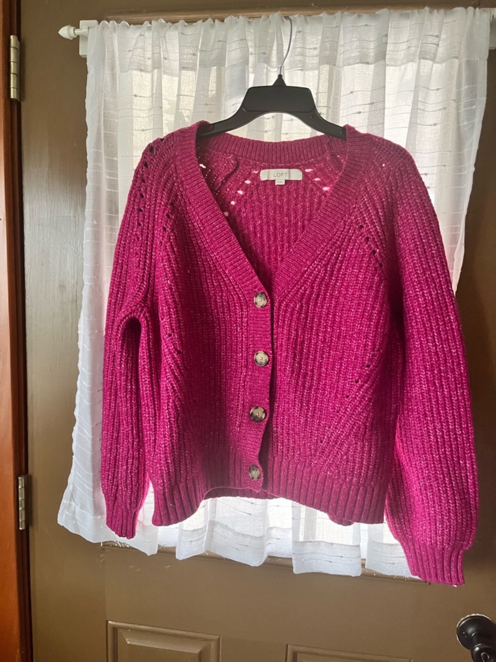 LOFT Pink Button-Up Cardigan XXL